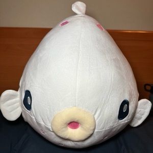 Takashoji White Jumbo Blowfish Pufferfish Plush Stuffed Animal Round 1